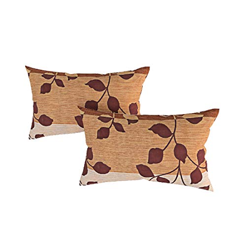 Image of Swayam Pure Cotton Double Bedsheet with 2 Pillow Covers | Size 90 x 100 inch | 160 TC | Leaf Design | Soft Breathable Bed Sheet | Comfortable & Durable for Bedroom - Brown & Beige