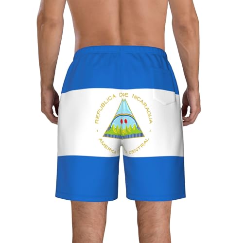 Flag of Nicaragua Men's Swim Trunks Quick Dry Swimwear Beach Shorts with Mesh Lining and Pockets3
