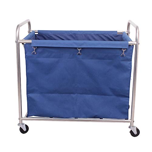 DFEDHF Hand Trucks Large Laundry Sorter Trolley Cart on Wheels, Durable Detachable Oxcanvas Bags, Metal Frame/Beige(Blue)