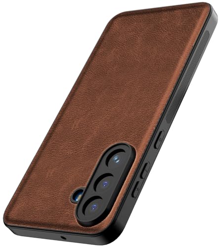Image of Kapa Tux Leather Back Cover for Samsung Galaxy M56 | Slim Shockproof Camera Protection Bumper Case (Brown)