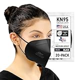 AccuMed BNX KN95 Face Mask Made in USA, KN95 Mask Disposable Particulate Protective Mask, GB2626-2019, Protection Against Dust, Pollen and Haze (20 pcs) (Earloop) (Model: E95M) Black