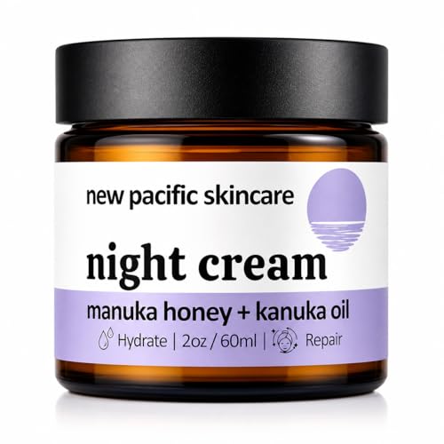 New Pacific Skincare Anti-Aging Night Cream – Deep Hydration & Overnight Skin Repair – Manuka Honey 45+ MGO & Kanuka Oil Moisturizer with Hyaluronic Acid & Vitamin C, 2oz