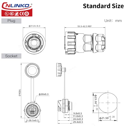 CNLINKO YM-20 Conector RJ45 Impermeable CAT6 miniatura 3
