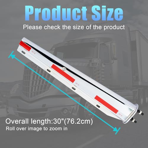 Image of Mud Flap Hanger Spring Loaded Carbon Steel Chromed 1-1 /8 inch - 2.5 inch Bolt Spacing 30 inch Length Rear Bar, Spring Loaded Straight Mud with Reflective Tapes for Semi Trucks, 2.5 inch Bolt