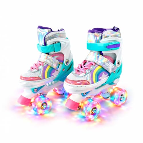 Patines Infantiles 4 Ruedas Glitter ataa Talla s 31 34 con Luces en Las Ruedas Patines Ajustables para niñas con rodamientos ABEC 7 diseño Brillante y cómodo