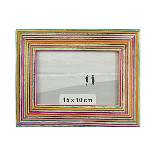 Nikky Home Wooden Photo Picture Frame 4X6 Boho Style Mango Wood For Tabletop Display, Colorful #TOP8