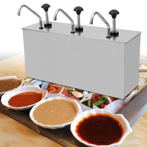 Distributore di salse in acciaio inox, erogatore di salse, senape, ketchup, erogatore di pompa, maionese, dosatore per condimenti, bottiglie di salsa, senape, aceto (3 teste)