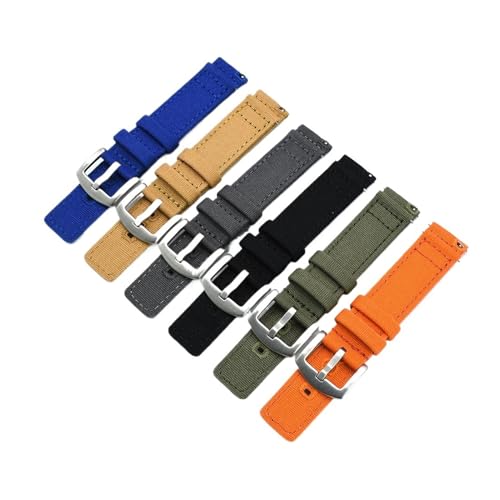 Bracelet montre nylon 22mm vert résistant à l'eau pour homme
