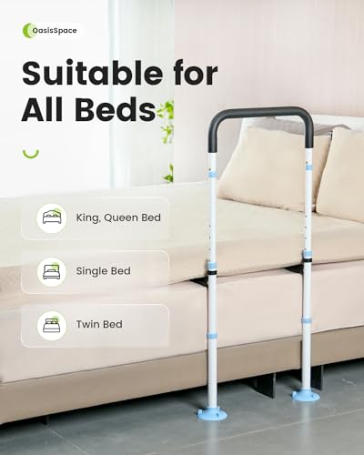 OasisSpace Bed Rail for Seniors, Medical Adjustable Bed Assist Rail Handle and Fall Prevention Safety Hand Guard Grab Bar for Elderly, Handicap - Fit King, Queen, Full, Twin - Thumbnail 7