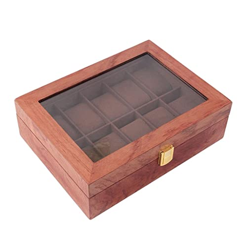 chiwanji アンティーク 時計ケース 腕時計収納ケース 木製 業務用 10本 12本 メンズ レディース ギフト - ローズウッドグレイン, 12スロット