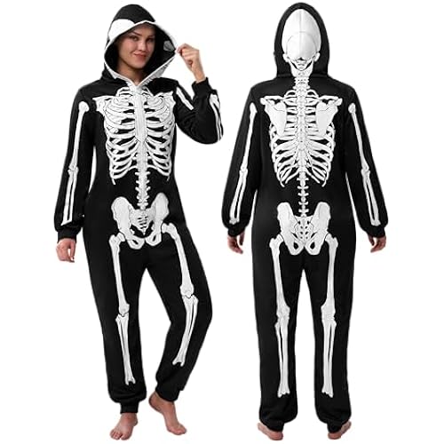 Spooktacular Creations Halloween Skeleton Costume, Adult Skeleton Costume Jumpsuit for Women Halloween Cosplay Dress Up Party