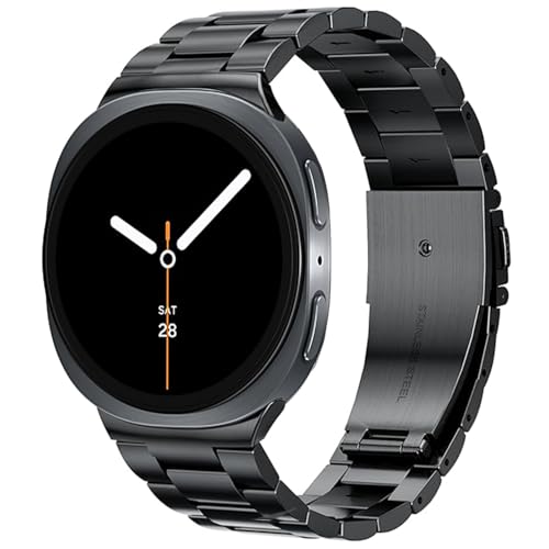 Metal Band Compatible with Samsung Galaxy Watch 8 40mm/44mm/Classic 46mm 2025 No Gap Business Stainless Steel Strap for Galaxy Watch8 Men Women NOT for Other Models(Black)