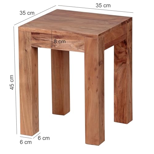FineBuy Beistelltisch Massiv-Holz 35 x 35 cm Wohnzimmer-Tisch Design braun Landhaus-Stil Couchtisch Farbe wählbar Braun – Bild 4