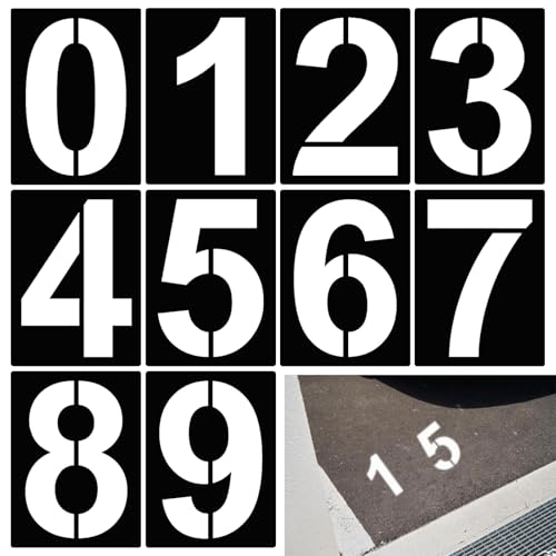 EUIEUT 10 PCS Plantillas de Números Grandes 26 cm, Placa de Números de Plástico Reutilizables del 0 al 9, Plantillas de Numeros para Pintar Individuales, para Marcar Plazas de Garaje Escritura DIY