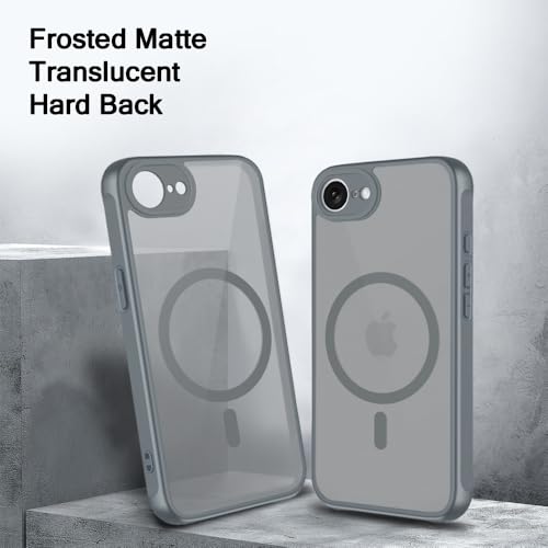 Image of TheGiftKart for iPhone 16e / iPhone 17e Case, Matte Frosted Hard Back Cover Compatible with MagSafe, Hybrid Shockproof Case with Camera & Screen Protection (PC & TPU, Translucent Grey)