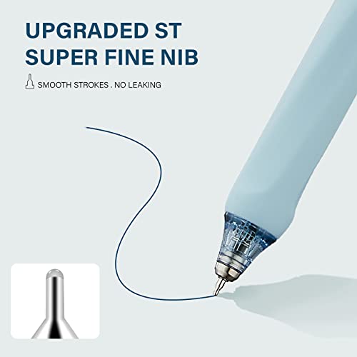 Image of ParKoo Gel Pens Quick Dry Ink Fine Point 0.5mm, Retractable Rolling Ball Blue Ink Pen, Click Silent Pens Set for Journaling Notetaking Drawing Sketching Smooth Writing Non Bleed 12pcs