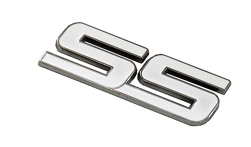 Image of 3pcs Metal SS Front Door SS Emblem Car Badge Sticker Decals Replacement for Chevy Camaro 06-10 (White)