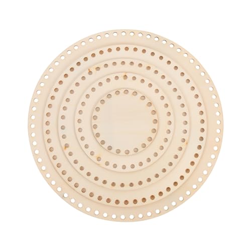 Angoily 5Pcs Round Wooden Basket Bottom Kit for Knitting and Weaving Supplies Durable Craft Base for Crochet Projects for Handmade Baskets and Crafts