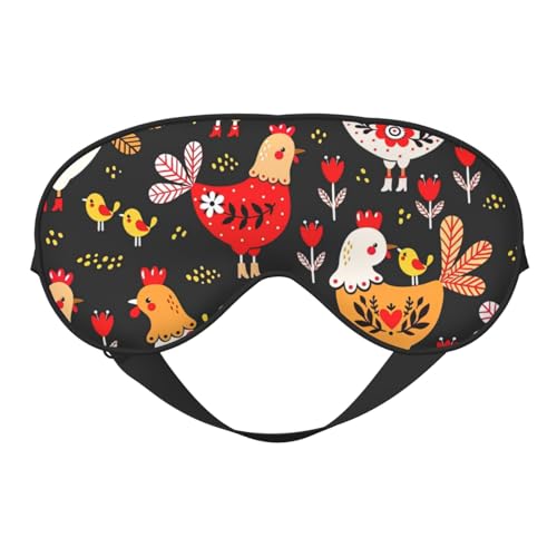 Máscara de ojos opaca con estampado de pollos de gallo para mujeres y hombres, correa ajustable de dos caras, para dormir, viajar, relajarse