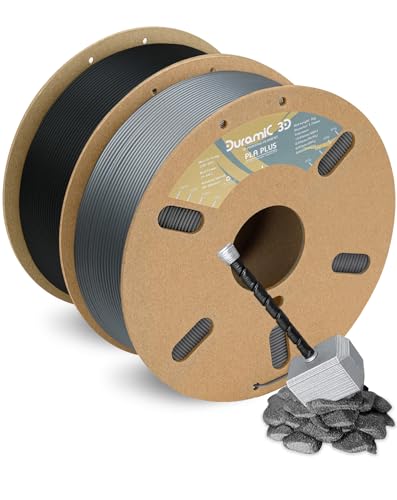 Image of DURAMIC 3D 1.75mm 2Kg Black + Silver PLA Plus 3D Printer Filament 2 Pack 1kg Spool (2.2lbs) PLA Pro Tougher and Stronger, Dimensional Accuracy + /- 0.02mm