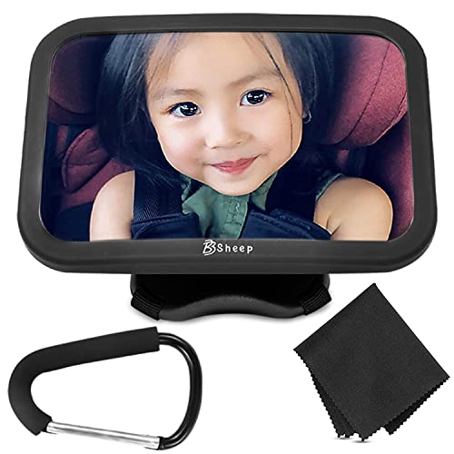 Image of BB Sheep Baby Car Mirror for Back Seat Rear Facing - Shatterproof 360° infant Car Seat Mirror With Wide Angle Lens View, Crash Tested and Certified for Safety