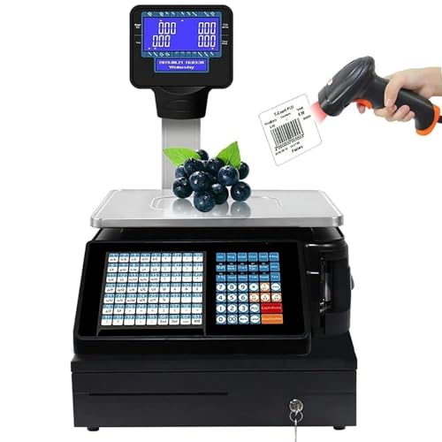 Báscula digital para etiquetas con pantalla en poste