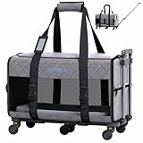 Pet Carrier Airline Approved - Dog Carrier with Wheels - TSA Airline Approved Dog Carrier - Rolling Pet Carrier with Wheels for Small to Medium Size Cat or Dog - Airplane Cabin Animal (Dark Grey)