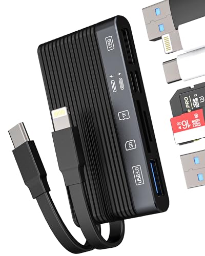 Lector Lightning a USB SD (3 en 1) Adaptador microSD para Apple MFi para iPhone 15 14 para iPad para MacBook, compatible con Samsung Photo Import Drive Cámara Transferencia Backup OTG Hub