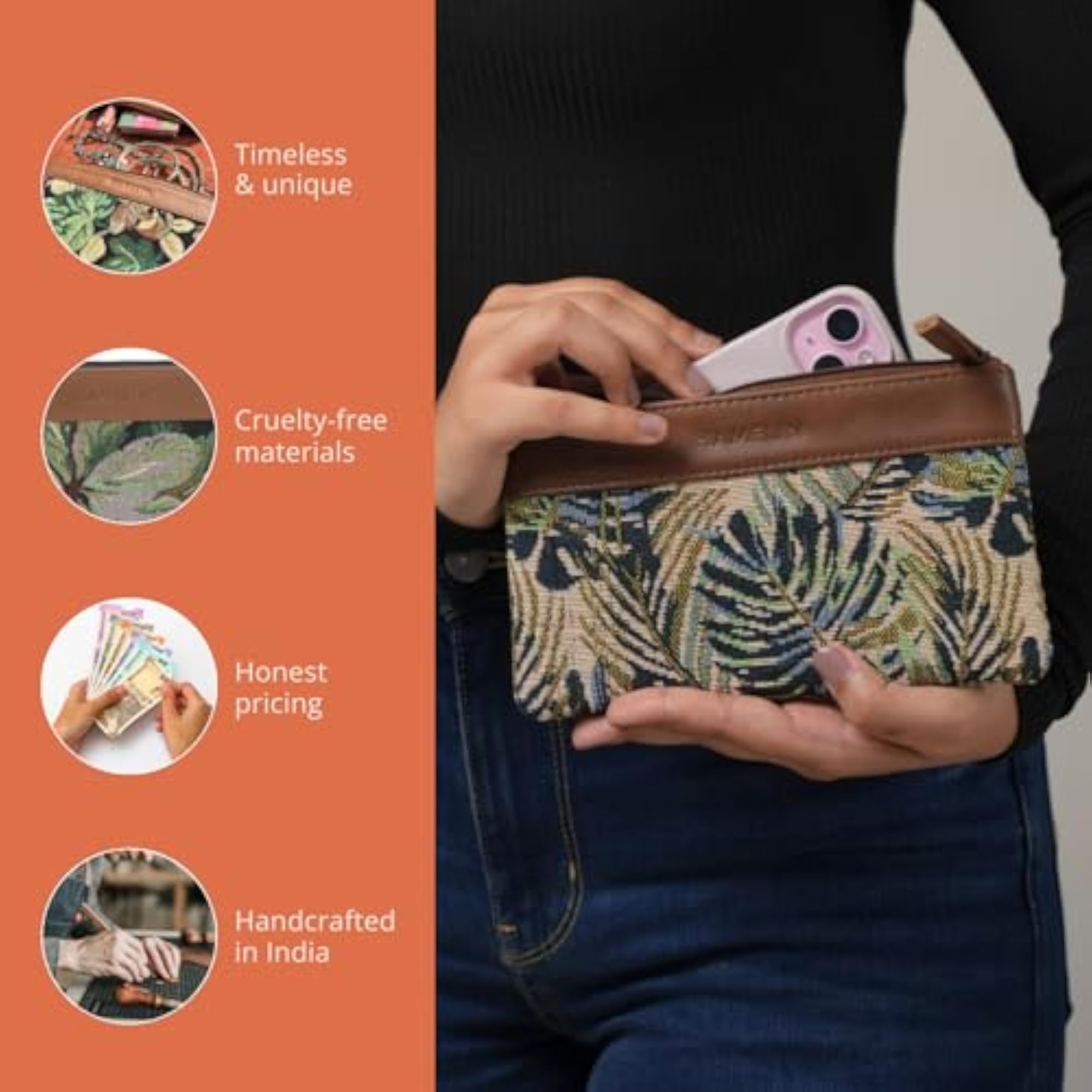Multi-Purpose Pouch, Stylish Vegan Leather Purse for Travel