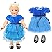 Tomicy Ropa de Muñecas Bebé,Juego de 2 Piezas de Ropa de Cumpleaños para Muñecas de 43 cm, Vestido y Zapatos Accesorios como Regalo para Girl Doll Muñeca(Azul)