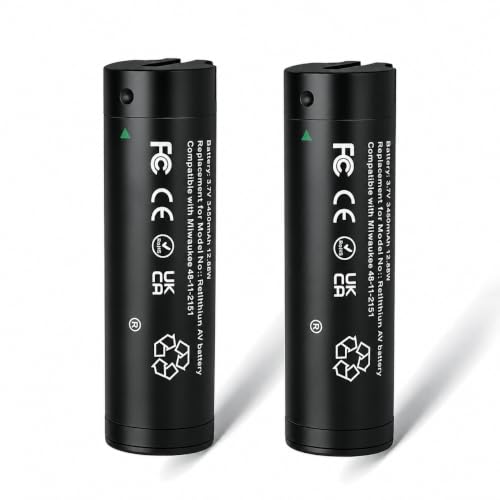 2-Pack 3200mAh Replacement Battery for MK Headlamp & Flashlight Red Lithium USB 3.0 (48-11-2131) Compatible with 2114-21 2163-21 2112-21 2128-21