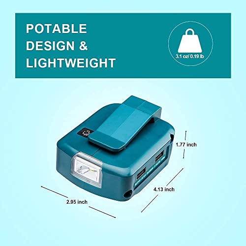 Adp05 Power Source For Makita 14-18V Lithium-Ion Lxt Battery Geelink Usb Phone Charger Adapter Converter With Dual Usb Ports, 12V Dc Port, 3W Led Work Light Flashlight #TOP6