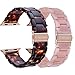 V-Moro Apple Watch Band 38mm Women Men- Fashion Resin iWatch Band Bracelet Metal Stainless Steel Rose Gold Buckle for Apple Watch Series 3 Series 2 Sport&Edition (Tortoise+Pink, 38mm(5''-7.67''))