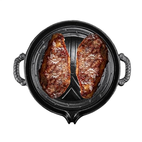 Bandeja de parrilla de hierro fundido - Pan de parrilla hierro fundido | Sartén antiadherente | Plancha de barbacoa antiadherente | Placa de frito de parrilla de 11 pulgadas para cocinar | Ban