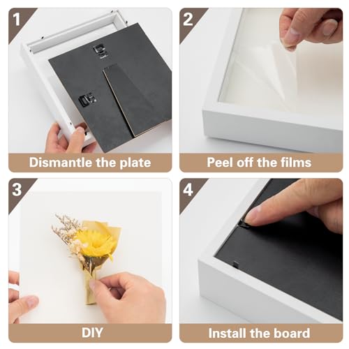 Miniatura 5 de Wisyok Marcos Con Profundidad 22x22cm, Marcos De Fotos 3d Para Preencher, Molduras Profundas Como Flores, Ramos De Casamento E Objetos Decorativos Blanco