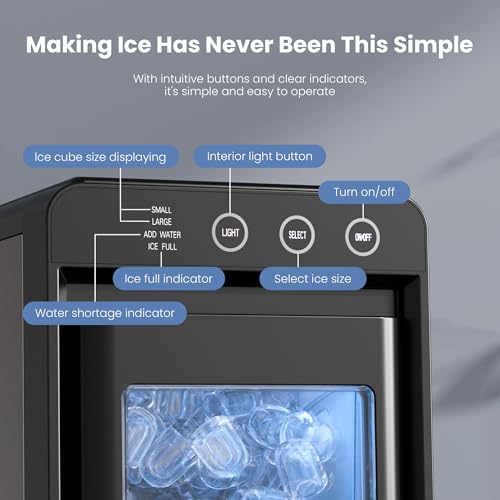 Image of Electactic Ice Makers Countertop,26Lbs /24H,8Pcs in 6Mins,Portable Ice Maker Machine with Self-Cleaning,Interior Lighting,2 Sizes of Bullet Ice for Home /Office /Party(Black)