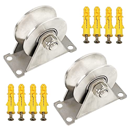 2 pièces Poulie de levage Poulies 48 mm Poulie pour cable Poulie inox pour cordes avec vis de montage Cover