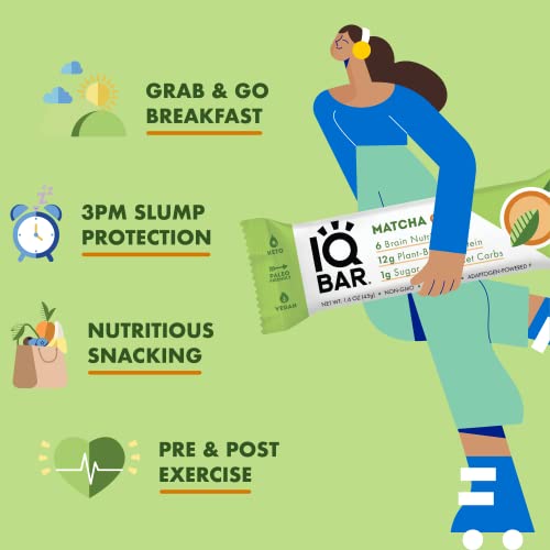 Iqbar Brain And Body Keto Protein Bars - 7-Bar Sampler & 12 Count Matcha Chai Energy Bars - Low Carb Protein Bars - High Fiber Vegan Bars Low Sugar Meal Replacement Bars #TOP7