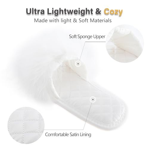 Image of Fur Story Women's Furry Slippers Open Toe Fuzzy Slippers Memory Foam Fluffy House Sandal