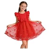 Toddler Girl Tulle Dress Summer Ruffle Sleeveless Princess Sundress Fashion Cute Bowknot Crewneck Birthday Party Dress for Photoshoot 3-8 Years
