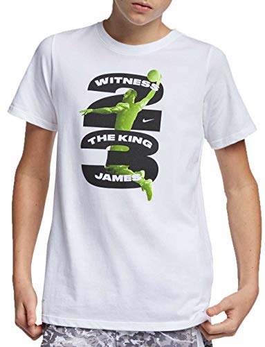 Nike Boy's Dry LBJ Number Graphic Tee (White/Black, X-Small)