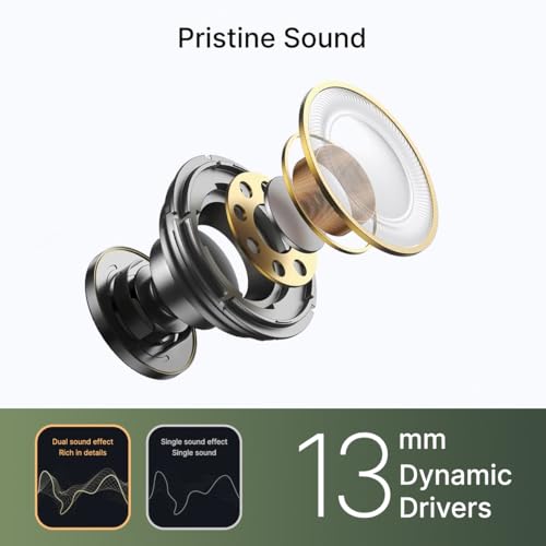 Image of pTron Bassbuds Tunes V2 In-Ear TWS Earbuds with Stereo Sound, 40Hrs Playtime, Stereo Calls, Bluetooth V5.3 Headphones with Quick Pairing, Touch Control, Voice Assistant, Type C Charging & IPX5 (Black)