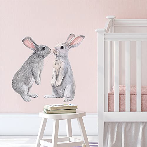 Vinilo decorativo dos conejos removible para pared miniatura 2