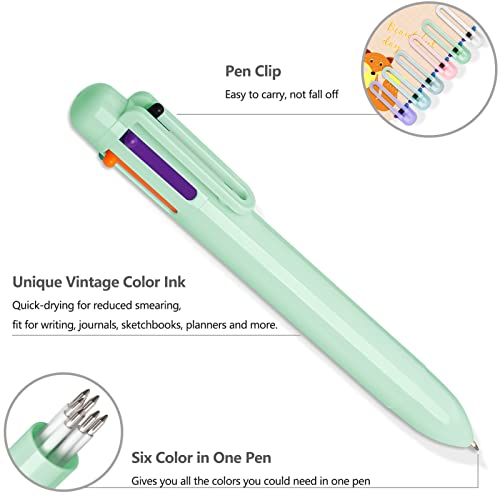 6 Pack Multicolor Ballpoint Pen, 0.5Mm Colorful Ink Color Pen, 6-In-1 Colored Pens Fine Point,Retractable Ballpoint Pens For Office School Supplies,Six Colour Pens For Kids Party Favors,Children Gift #TOP3