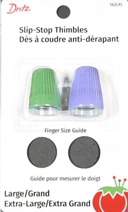 Dritz 162-LXL Slip Stop Thimble, Size Large, Extra Large, Silver Green, Silver Purple