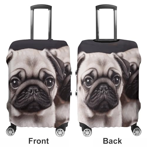 Puppys Pug Printed Luggage Cover Protector, Fits 18-32 Inch Luggage3