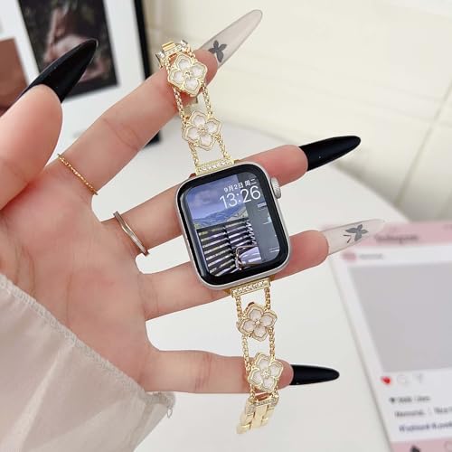 Bracelet fin en métal or pour iWatch 11 et 10 42 mm au bureau