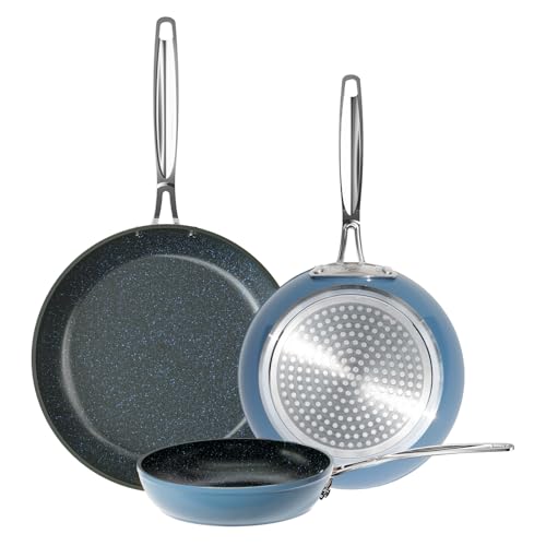Comparison: Best Pans For Ceramic Cooktops 10 Nuwave 3-Piece 8”, 10”, 12” Forged Lightweight Frying Pan Set, G10 Healthy Duralon Blue Ceramic Ultra Non-Stick, Ergonomic Stay-Cool Handles, Induction-Ready & Works on All Cooktops