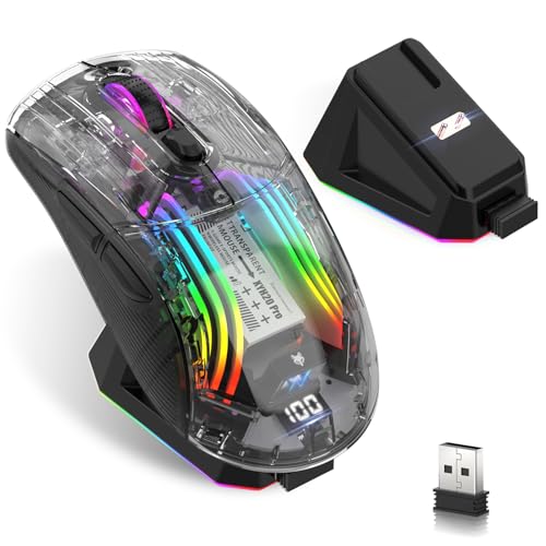 Souris de jeu sans fil trimode avec base de charge et affichage numérique
