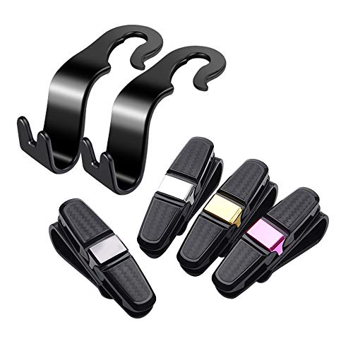 4 Pz Clip porta Occhiali da Sole + 4 Pcs Gancio